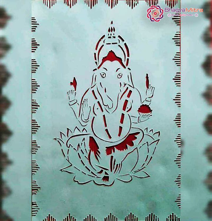 Lord Ganesha Aipan Paper Cutting Art